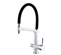 3 Way Water Filter Tap Kitchen Taps 3 in 1 Kitchen Sink Mixer Tap Brass Filtered Kitchen Sink Faucet Pure Water Hot and Cold 360° Rotation Direct Drinking-Black