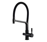 3 Way Water Filter Tap Kitchen Taps 3 in 1 Kitchen Sink Mixer Tap Brass Filtered Kitchen Sink Faucet Pure Water Hot and Cold 360° Rotation Direct Drinking-Black