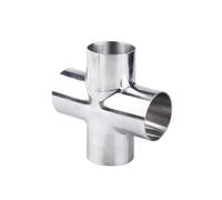 3" Welding OD 76mm Cross Tee 4 Way Pipe Fitting Stainless Steel 316