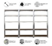3 X 1.8m Alto Argento 5 Tier Resistente Zincato Boltess Metallo Scaffalatura