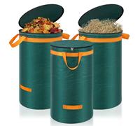 3 X 120 L Sacchi Giardinaggio Con Coperchio Maniglie Sacchi per Raccogli Foglie