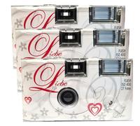 3 X 1A PHOTO PORST Fotocamera usa e getta Edition Love & Hearten, con flash, batterie e pellicola (confezione da 3 pezzi, 27 scatti)