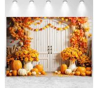 3 x 2 m Autunno Foglie d'Acero Zucca Floreale Rustico Porta Fotografia Sfondo per Autunno Giorno del Ringraziamento Raccolta Festa Banner Decorazioni Bambini Adulti Ritratti Studio Fotografico