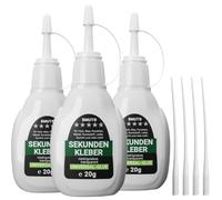 3 x 20 g colla istantanea universale, liquida, extra forte e veloce, impermeabile, resistente al calore, con punte dosatrici e tappo contro la disidratazione