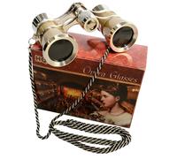 3 X 25 Binocolo D'Opera Dorato / Argento Con Catena, Ottica Cristallina