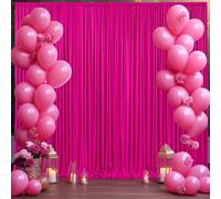 3 x 3 m, sfondo rosa acceso, tenda per feste in tessuto di poliestere, senza pieghe, per baby shower, compleanno, fotografia, tessuto in poliestere, decorazione per sfondo