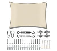 3 x 4,7 m grigio & bianco tendalino UV 98% protezione solare e vento per campeggio, giardino, balcone, patio, feste, completo di accessori per il tempo libero all'aperto