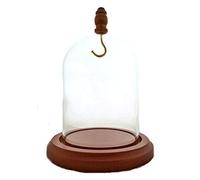3 x 4 orologi da tasca in vetro display cupola cloche con gancio e manopola in legno, base tinto noce