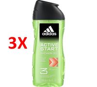 adidas, Active Start Gel Doccia Bagnoschiuma 3 in 1 per Corpo, Capelli e Viso, Formula Vegana, 250ml
