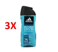 Adidas Ice Dive Shower Gel 3-In-1 gel doccia rinfrescante 250 ml per uomo