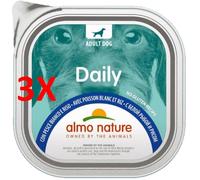 almo nature Daily con Pesce Bianco & Riso - Ricetta Senza Glutine - Cibo Umido per Cani Adulti - Pacco da 9 x 300 g