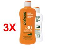 3 X BABARIA CREMA SOLARE SPF 30 UVA UVB 200 ML + OMAGGIO DOPO SOLE ALOE 100 ML