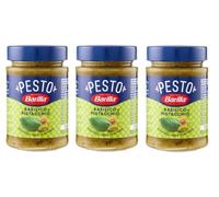 Barilla Pesto Basilico e Pistacchio con Basilico 100% Italiano e Granella di Pistacchio, Consistenza Cremosa con Granelli di Frutta Secca, Gusto Avvolgente Delicatamente Tostato, Sugo Per Pasta, 190 g