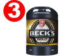 3 X BECKS GOLD PERFECT DRAFT GOLD 6 Litri Fusto 4,9 % Vol. Deposito Rimborsabile