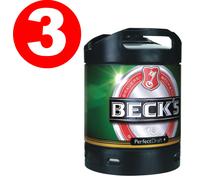 3 X Becks Pils Perfect Draft 6 Litri Fusto 4,9 % Vol. MEHRWEG