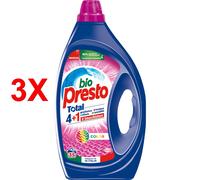 3 X Bio Presto Detersivo Liquido Bucato Lavatrice - Formula Total 4+1 Per Capi