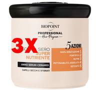 3 X Biopoint Professional Maschera Siero Super Nutriente 5 Azioni Capelli Secch