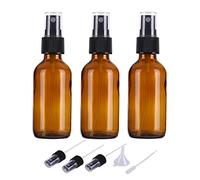3 x Bottiglie spray di vetro ambra vuote da 60 ml per olii essenziali, flaconi spray per nebulizzazione fine da viaggio riutilizzabili piccoli,detergenti fatti in casa con erogatore di nebbia fine (A)