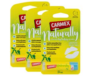 3 X Carmex NATURALLY Balsamo Labbra Alla Pera Idratante Naturale Stick 4.25g