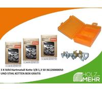 3 x catena in metallo duro Stihl 3/8 1,3 50 36120000050 E CATENE STIHL SCATOL...