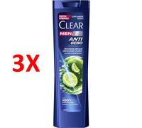 3 X Clear Men Shampoo Antiforfora Anti Sebo Cute E Capelli Grassi 225 Ml