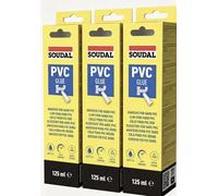3 x Colla Soudal PVC - Adesivo PVC Duro Super Forte 125 ml