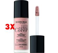 3 X Deborah Fondotinta e Correttore 24h Extra Cover N.01 2in1 Zero Imperfezioni