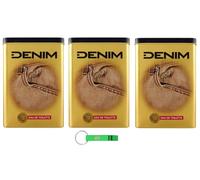 3 x DENIM EDT Gold, Eau de Toilette perfetto per mantenere la pelle fresca, scatola in metallo da 100 ml + portachiavi Beni Culinari