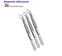 3 x Dentale Strumenti Diagnostica Pinzette London College Examination tweezers