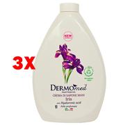3 X Dermomed Crema Di Sapone Liquido Mani Iris Ricarica 1 Litro