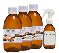 3 X DMSO 125 ml. 99,9% Purezza Con Contagocce | Dimetilsolfossido Qualità Ph Eur | Regalo Flacone 125 ml + Diffusore + Misurino Dosatore | Flaconi Ambrati da Laboratorio | Sigillo di Sicurezza