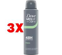 3 X Dove Men Care Deodorante Spray Antitraspirante Fresh 48h 150 Ml