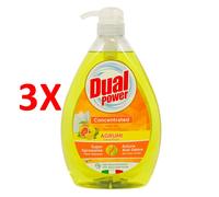 3 X Dual Power Piatti Gel Concentrato Agrumi 1000 Ml
