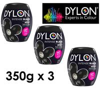 3 X Dylon Intenso Nero Macchina Tinta Pod 350g Colore Permanente Wash Tutti IN 1