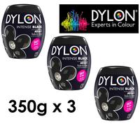 3 X Dylon Intenso Nero Macchina Tinta Pod 350g Colore Permanente Wash Tutti IN 1