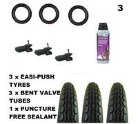 3 X Easi-Push Passeggino Pneumatici 12 1/2 " x 2 1/4 + Curve Valvola Tubi +