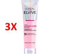 3 X Elvive Balsamo Glycolic Gloss Capelli Spenti, Porosi 150 Ml