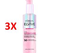 3 X Elvive Glycolic Gloss Siero Senza Risciacquo Capelli Spenti, Porosi 150 Ml
