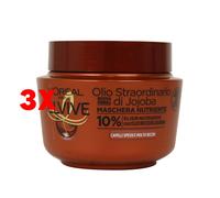 3 X Elvive Maschera Capelli Olio Straordianrio Di Jojoba Nutriente 300 Ml
