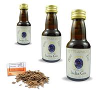 3 x Essenza Blue India Gin 25ml - Aroma Senza Alcol - Ginepro, Agrumi & Spezie Esotiche - Con Chips Di Quercia Francese 20g In Omaggio