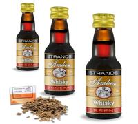 3 x Essenza Stile Whisky Ambrato 25ml - Aroma Senza Alcol - Note Di Quercia, Dolcezza & Calore - Con Chips Di Quercia Francese 20g In Omaggio