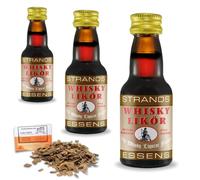 3 x Essenza Whisky Liqueur Style 25ml - Senza Alcol - Fino A 2,25L - Con Chips Di Quercia Francese 20g Incluse