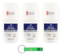 3 X Felce Azzurra - Deodorante Roll On Skin Care con tè bianco, formula IdraTalk, efficacia 48 ore, nessuna macchia - 50 ml + portachiavi Beni Culinari