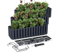 3 x fioriera vaso da fiori fioriera cassetta da balcone 58 cm + indicatore de...