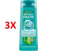 3 X Fructis Shampoo Purificante Pure Non Stop Coconut Water - Per Cute Grassa E