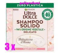 3 x Garnier Ulta dolce shampoo solido 60 g all'avena