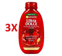 3 X Garnier Ultra Dolce Shampoo Argan E Mirtillo Rosso 250 Ml
