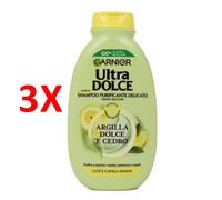 3 X Garnier Ultra Dolce Shampoo Argilla Cedro 250 Ml