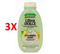 3 X Garnier Ultra Dolce Shampoo Idratante Latte Di Mandorla Bio Nutriente 250 M