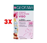 3 X Geomar Cera Depilatoria 20 Strisce Depilatorie Viso Aloe Vera E Olio Di Arg